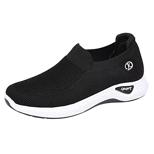 Mujer transpirable con cordones zapatos planos zapatos casuales unisex ligero trabajo calzado deportivo transpirable Slip trabajo entrenadores bota compatible con moto mujer homologado, Le Noir, 39 EU