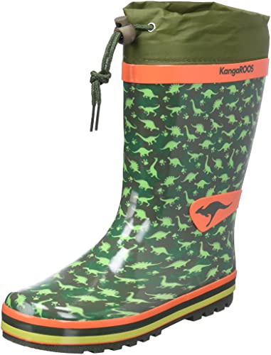 KangaROOS K-Rain, Botas de Lluvia Unisex Adulto, Dino Verde Militar, 35 EU