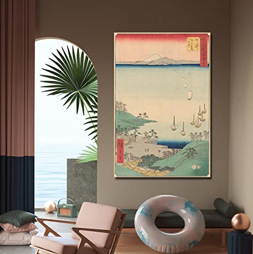 HengYun ART Lienzo Decoración de pared Arai (1855) de Andō Hiroshige Pintura al óleo Imagen impresa para dormitorio moderno Baño Hogar Mural decorativo 46x69cm sin marco