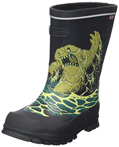 Viking Jolly Print, Bota de Lluvia Unisex Adulto, Black Blue Green, 35 EU