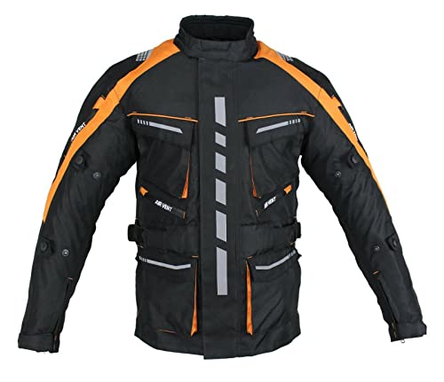 Chaqueta de motorista para hombre con protectores, impermeable, cortavientos, estilo motero, turismo, quad, deporte y tiempo libre. naranja L