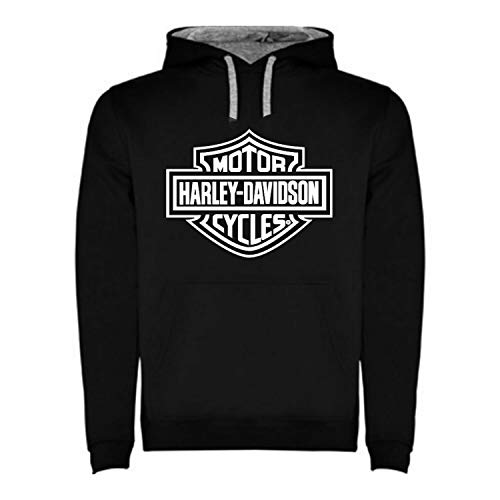 España Sudadera con Capucha Negra Bicolor con Logotipo de Harley Davidson Hombre Tallas S M L XL XXL (S) (S)