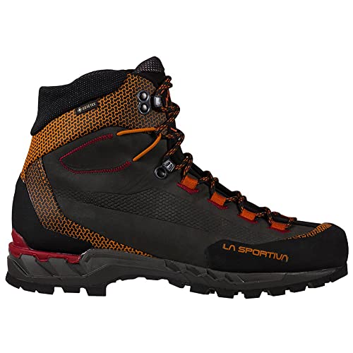 La Sportiva Mens Trango Tech Leather GTX Mountaineering/Hiking Boots, Carbon/Hawaiian Sun, 10