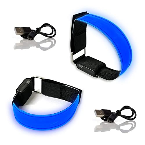 ZWZNBL 2 Pulseras Reflectantes Recargables de Alta Visibilidad, Correa de muñeca iluminada, Correa de Tobillo, Adecuada para Correr Nocturno, Ciclismo, Hombres, Mujeres, niños, Mascotas