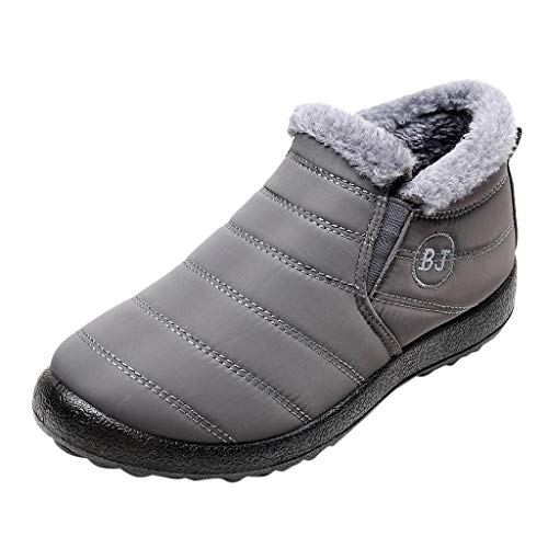 Pantalones Lluvia compatible with Moto Mujer Botas Keep Plus Color Tobillo Hombres Botas planas Botas cálidas Invierno Nieve Terciopelo Sólido Botas de hombre Botas Mujer Baratas Cordones (Grey-c, 41)