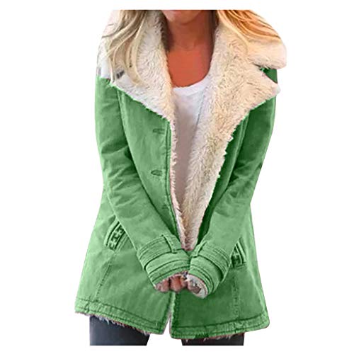 SHOBDW Abrigo Mujer Invierno Rebajas Talla Grande Chaqueta Rebajas Vintage Chaqueta Larga de Invierno para Mujer Parka con Forro Polar y Solapa Slim Fit Abrigo Liquidación Venta(Verde,L)