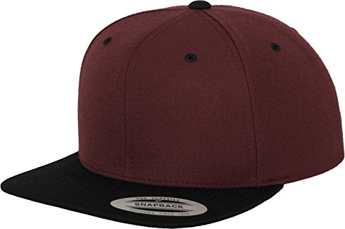 Flexfit Classic Snapback 2-tone, Gorra Elegante De Béisbol Con Forma Y Material Mezcla Lana Hombre, Multicolor (maroon/blk), Talla Única