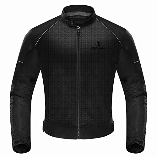 Grapelet Chaqueta de moto de verano para hombre, de malla para moto, con protección de armadura CE,Negro,XL