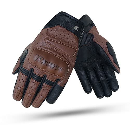 Daytona Pro Marrón | Guantes Moto Piel Hombre para Verano | Guante de Moto Cuero con Protecciones EVA en Nudillos y Dedos - Óptima Circulación del Viento en Verano - Accesorios Moto Talla XL