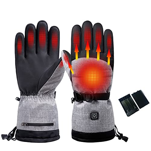 Guantes Calefactables Batería Recargable Guantes Calentamiento Térmico 3 Temperaturas Ajustables Calentador De Manos Térmico Hombre Mujer Invierno Guantes Moto Calefactables for Esquí Senderismo