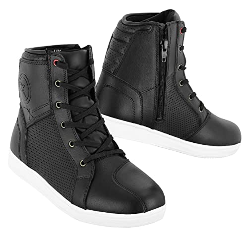 Botas de motociclista, zapatos de motociclista, botas de armadura CE de cuero, zapatos impermeables para hombres y mujeres, zapatillas de deporte a la moda para hombres y niños (NEGRO, numeric_39)