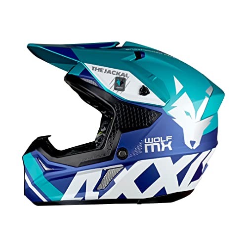 AXXIS Casco Moto Off Road Cross MX803 Wolf Jackal C7 Azul Mate HOMOLOGADO (M)