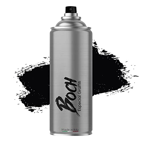 SPSIL Pintura Spray Graffiti 400ml, Pintura Spray Pared (Negro Intenso Mate 6066, Paquete de 1), Envío desde España