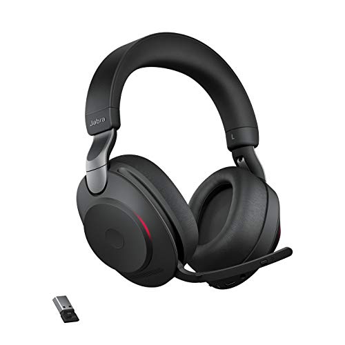 Jabra Evolve2 85 Wireless PC Headset – Noise Cancelling UC Certified Stereo Headphones With Long-Lasting Battery – USB-A Bluetooth Adapter – Black