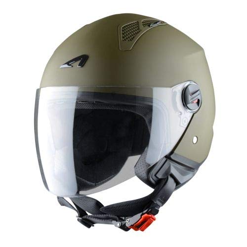 Astone Helmets - MINIJET monocolor- Casque jet - Casque jet urbain - Casque moto et scooter compact - Coque en polycarbonate - Army L