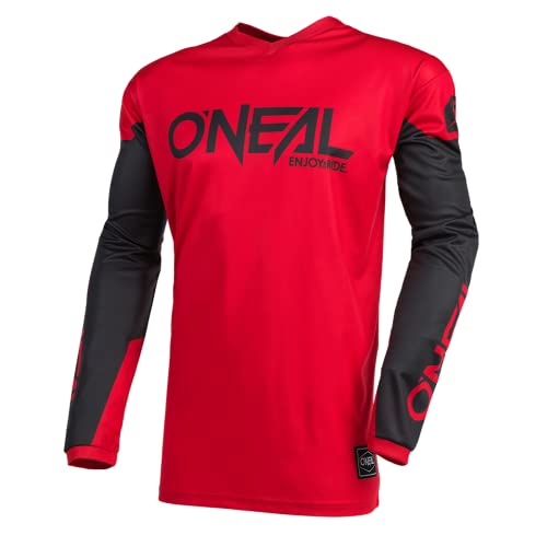 O'Neal | Jersey de Motocicleta | Enduro Motocross | Protección Acolchada para los Codos, Ajuste para una máxima Libertad de Movimiento | Jersey Element Threat | Adultos | Rojo Negro | Talla XL