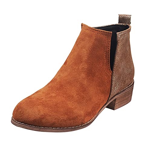 TEELONG - Botas para caminar para mujer, botas gruesas, botas retro para mujer, pantalones cortos, zapatos de leopardo, botas para mujer, dorado 1, 38 EU