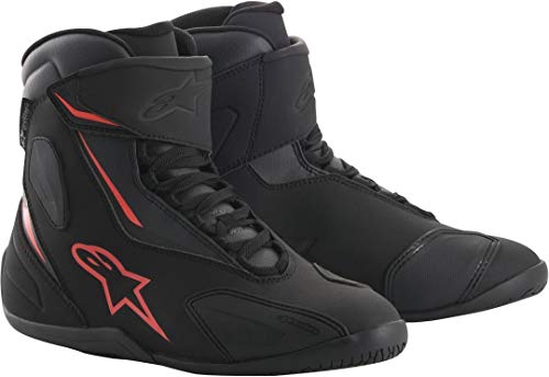 Alpinestars Fastback 2 Drystar® - Zapatillas Impermeables para Moto, Color Negro y Rojo Antracita, 11,5