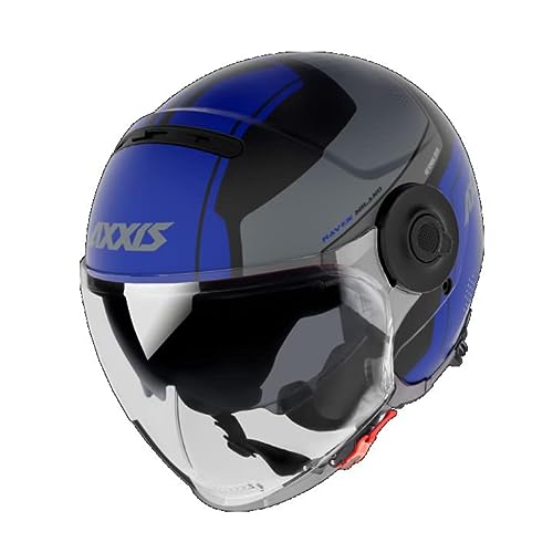 AXXIS Casco Moto Jet OF509 Raven SV Milano B7 Azul Mate con Gafa Solar HOMOLOGADO (M)