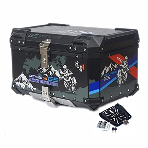 Baúles para Moto Caja de Aluminio para Equipaje de Motocicleta (36L / 43L / 50L / 65L) Caja Superior Impermeable sellada de una Pieza, Forro de Cuero Grueso para Motocicleta y diseño de manija