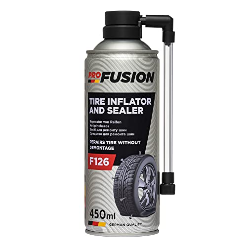 ProFusion Líquido Antipinchazos para el Coche - para Reparar Neumáticos sin Cámara - Sella Agujeros de hasta 5 mm - Evita la Desestabilización del Vehículo - Spray Repara Pinchazos - 450 ml