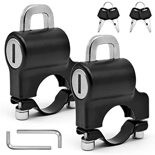 Bloqueo de Casco, Cerradura de casco de moto, 2 Piezas Helmet Lock, Candado Universal Casco con llaves, para Tubo de Manillar de 22-28 mm, Motocicleta, Bicicleta o Scooter