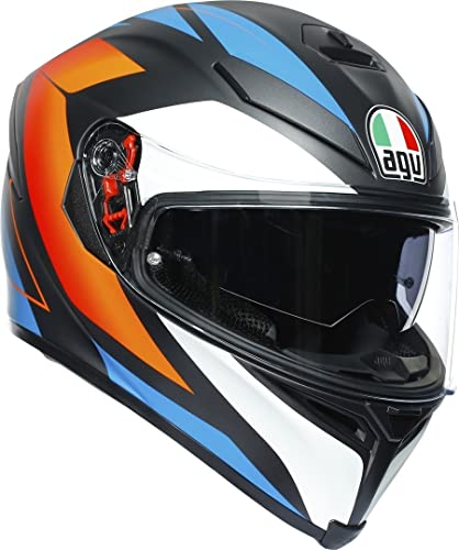 AGV k5s Casco Integral, Adultos Unisex, Negro Mate Y Naranja, L