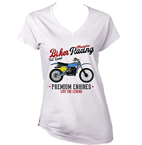 Teesandengines Bultaco pursang mkii 370 Biker Racing Camiseta para Mujer de Algodon Size Medium