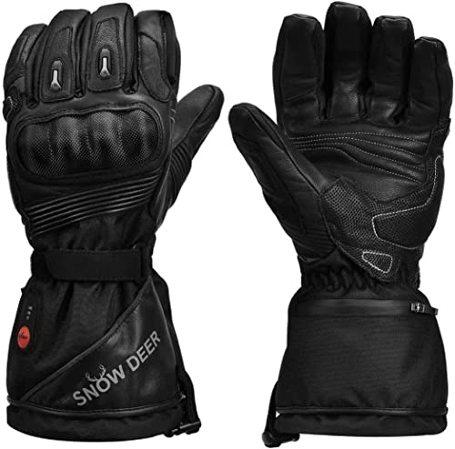 Guantes de motocicleta calefactados para hombres y mujeres, guantes calefactados, guantes eléctricos de 7.4 V 2200 MAH para moto de invierno (color negro, L)