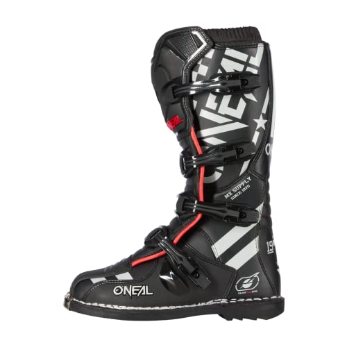 O'NEAL | Botas de motocross MX Enduro | Protección de suela metálica, cierres de hebilla fácilmente ajustables | Bota TRIBUTO SQUADRON V.21 | Adulto | Negro/Gris | Talla 44/10,5