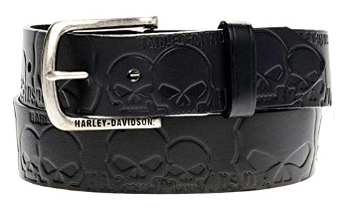 Harley-Davidson Men's Muscle Up Skull Belt Black Leather HDMBT10614