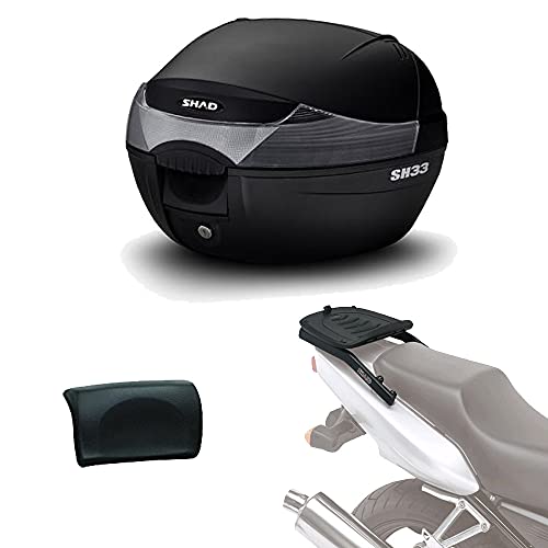 Sh33rehe19 - Kit fijacion y Maleta baul Trasero + Respaldo Pasajero Regalo sh33 Compatible con Peugeot citystar 125i/200i 2012-2016