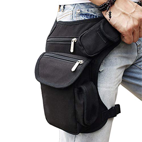 Bolsa de muslo de lona para viajes al aire libre para hombres y mujeres, táctica militar motocicleta bicicleta multi-bolsillo gota pierna bolsas bolsa negro