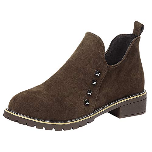 ALIKEEY Moda Mujer Remaches Zapatos Planos Martan Botas Ante Cremallera Botas Redondas Zapatos De Pie Verano Negras Seguridad Hombre Trabajo Panter Goodyear