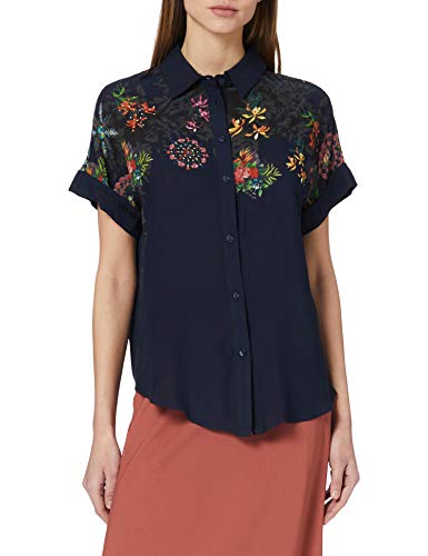 Desigual CAM_Luna Camiseta, Blau, XS para Mujer