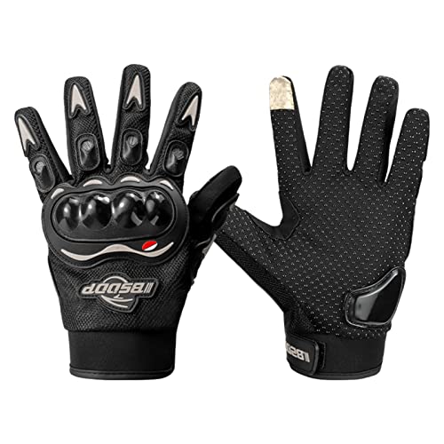 Shkalacar Guantes Moto Rider Antideslizante Anti-caída Transpirable Exterior Guantes de Pantalla Táctil de Dedo Completo Negro, Verde, Rojo M-2XL