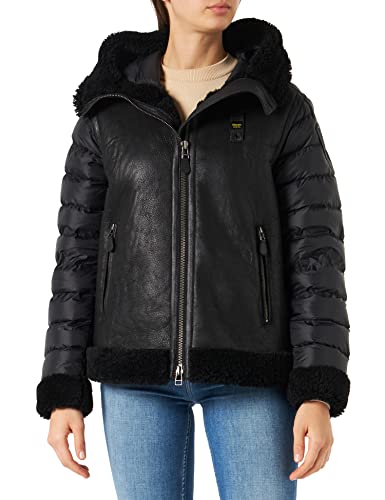 Blauer Piel Capo Hombro Acolchado Chaqueta de Cuero, 999 Negro, XS para Mujer