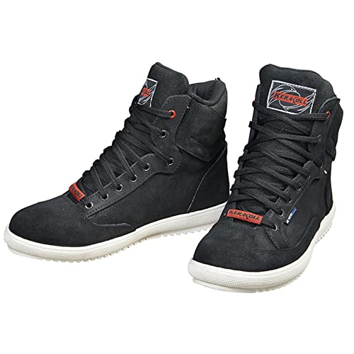 WUHX Botas de Moto para Hombre Botas de Carreras de Cuero para Montar Deportes Touring Boots Ciclistas Antideslizante a Prueba de Agua,Black-40