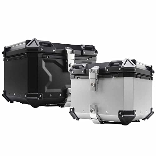 ZTKECO Baúles para Moto, Caja Superior para Motocicleta, Baúl de Aluminio Universal Cofre Moto, Capacidad 25L-100L Topcase Casco (Color : Plata, Size : 80L)