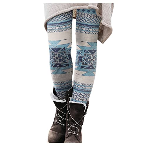 230 Mallas Deportivas Mujer Baratas Largo Delgado Partido Mujer Botas Navidad Casual Elástico Leggings Pantalones Todos Pantalones Impresos Mallas Mujer Dibujos (Blue-C, XXL)