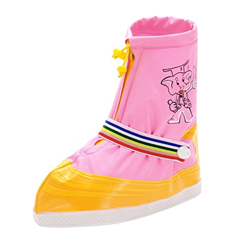 Ni?os Adolescentes al Aire Libre Resistente al Agua cubrezapatillas de Ciclismo (Cartoon Lovely Reutilizable Impermeable de PVC Zapatos Cubierta Gruesa Suela de Goma con Cremallera Botas de Lluvia ga