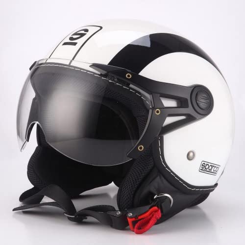 Sparco Riders Demi Jet Casco de Moto, Hombre, Blanco/Negro, L