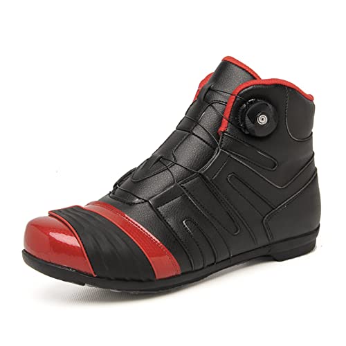 Lfzhjzc Botas de Motocicleta, Mismo Estilo para Hombres y Mujeres, Botas de Moto de Cross, Regalos para Ciclistas, Botas de Ciclista, Botas de Motocicleta para Mujer (Color : Red, Size : 43 EU)