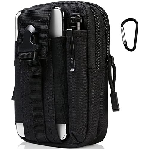 flintronic Bolsa Cintura Táctica, Bolso Cinturón Táctica Militar Compacta 1000D Nylon para Herramientas Pequeñas de Multiusos Teléfono Móvil al Aire Libre Deportes Senderismo y Camping, con Mosquetón