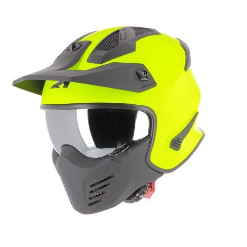 Astone Helmets - Elektron - Casque de moto jet - Casque jet 4 en 1 - Casque jet homologué - Coque en polycarbonate- Neon Yellow S