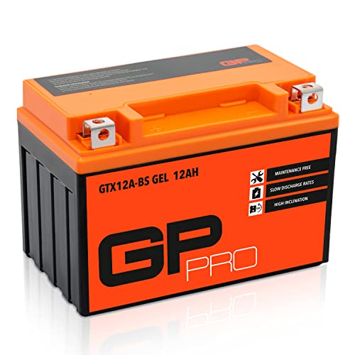 GP-PRO GT12A-BS 12V 12Ah GEL Batería de arranque (compatible con YT12A-BS / YTX12A-BS) (Sin necesidad de mantenimiento/Sellado) Moto Acumulador