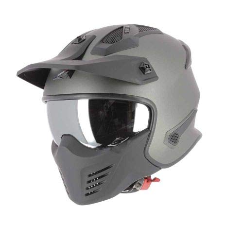 Astone Helmets - Elektron - Casque de moto jet - Casque jet 4 en 1 - Casque jet homologué - Coque en polycarbonate - Matt Gun Metal XS