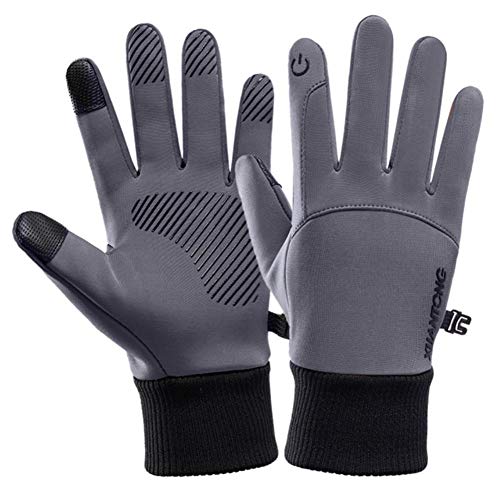 XMYNB Guantes Deslizamiento De Invierno Deportes Al Aire Libre Guantes De Lana Hombres Rompevientos Pantalla Táctil Realizaron Impermeables Guantes De Esquí Calientes Damas Moto,Gris Boutique,L