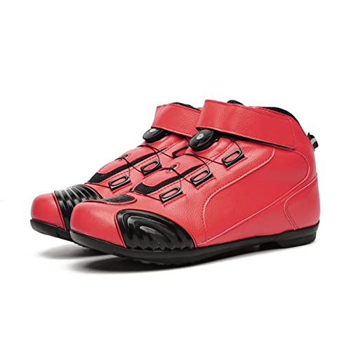 Lfzhjzc 2022 Últimos Modelos de Pareja Botas de Motocicleta, Botas de Moto de Cross, Zapatos de Montar en Motocicleta, Equipo de Motocicleta Four Seasons (Color : Red, Size : 43 EU)