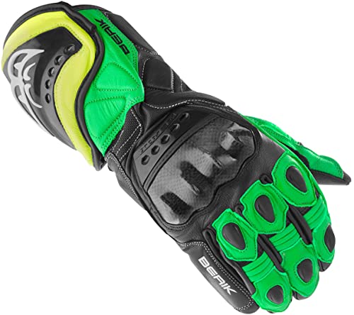 BERIK TX-1 Guantes de Motocicleta (Black/Green,2XL)